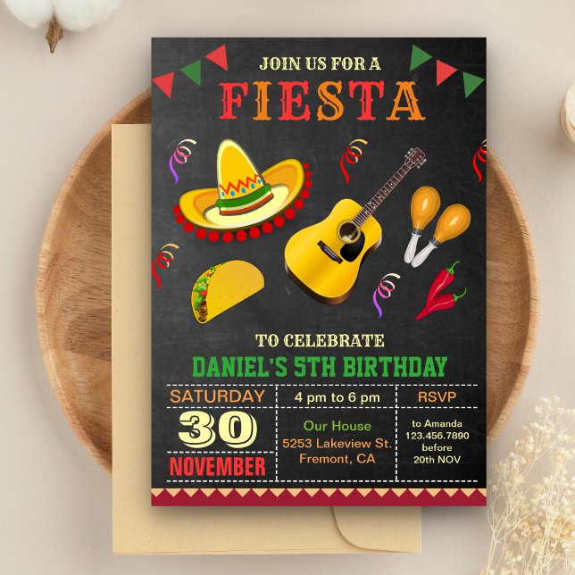 Convite de Aniversário Colorido da Festa Mexicana (Criador carregado)