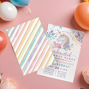 Convite de aniversário Colorido do Rainbow Unicor