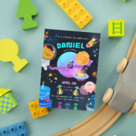 Convite de aniversário Colorir Espaço Negro