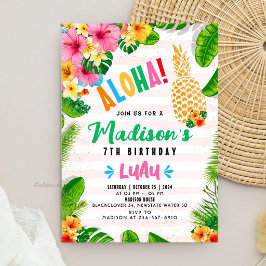 Convite de Aniversário com Abacaxi Havaiano Aloha