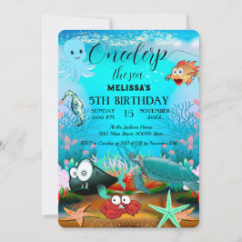 Convite de Aniversário com Animais Marinhos em Aqu