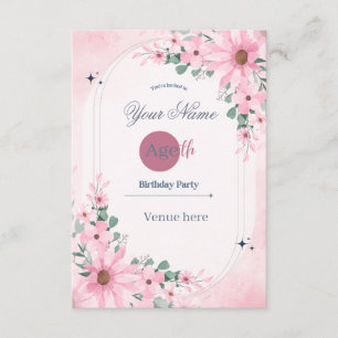 Convite de Aniversário com Arco Floral Rosa