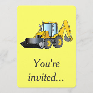 Convite de aniversário com Backhoe