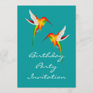 Convite de aniversário com beija-flores