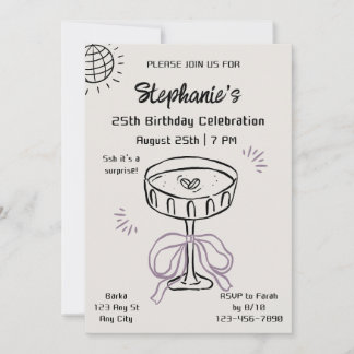 Convite de Aniversário com Bola de Discoteca