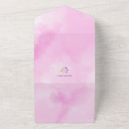Convite de Aniversário com Borda Dourada e Aquarel
