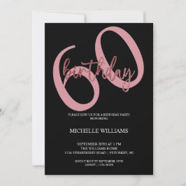 Convite de Aniversário com Caligrafia Rosa Brilhan