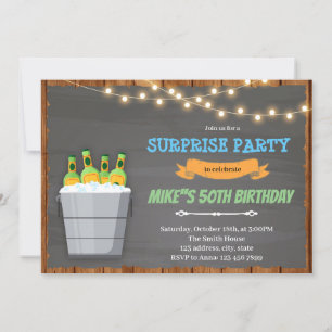 Convite de aniversário com cerveja em balde