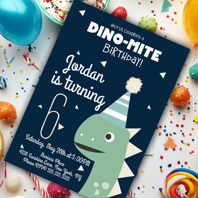 Convite de Aniversário com Confetes do Dinossauro  (Criador carregado)
