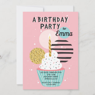 Convite de Aniversário com Cupcake