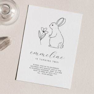 Convite de Aniversário com Desenho de Coelho em Li