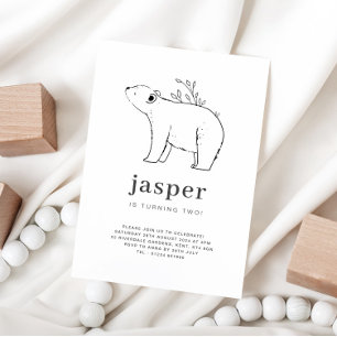 Convite de Aniversário com Desenho de Urso em Linh