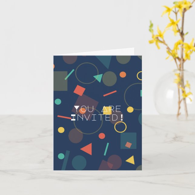 Convite de Aniversário com design Geométrico Popul (Flor Amarela)