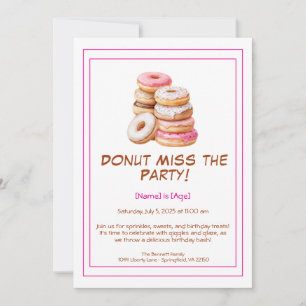 Convite de Aniversário com Donut – Colorido e Dive