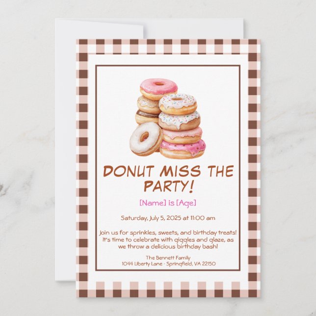 Convite de Aniversário com Donut – Colorido e Dive (Frente)