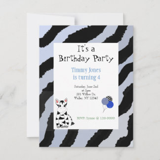 Convite de Aniversário com Estampa de Zebra