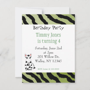 Convite de Aniversário com Estampa de Zebra