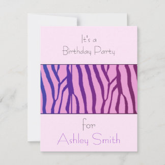 Convite de Aniversário com Estampa de Zebra Modern