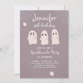 Convite de aniversário com fantasmas e aranhas eng