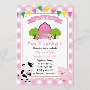 convite de aniversário com Fazenda