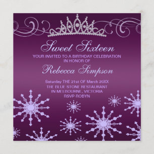 Convite de Aniversário com Floco de Neve Roxo & De