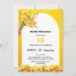 Convite de aniversário com flor de nascimento de m