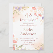 Convite de Aniversário com Flores de Aquarela