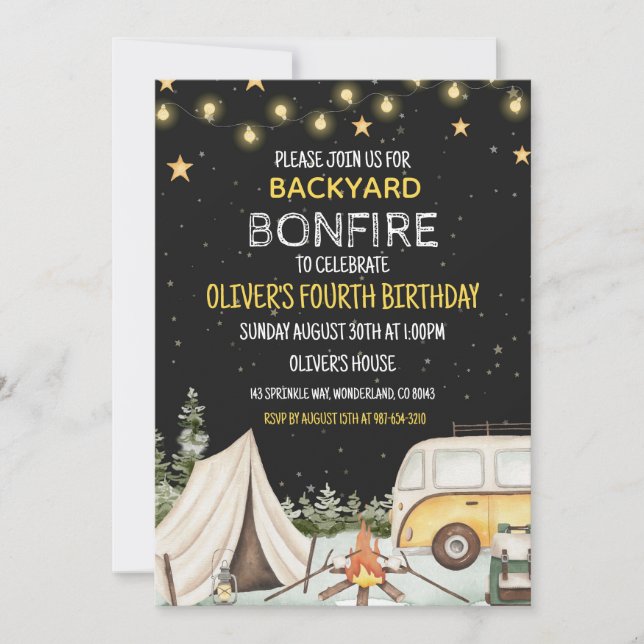Convite de Aniversário com Fogueira no Quintal par (Frente)