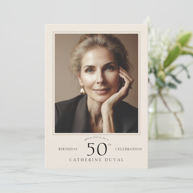 Convite de aniversário com foto (Em pé/Frente)