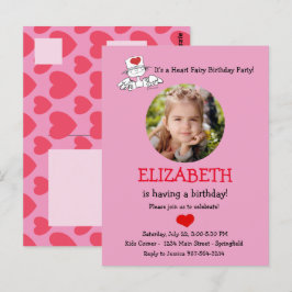 Convite de Aniversário com Foto da Fada do Coração