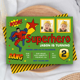 Convite de Aniversário com Foto de Crianças Super-