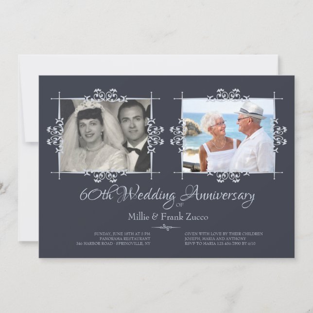 Convite de Aniversário com Foto de Então e Agora (Frente)