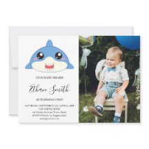 Convite de Aniversário com Foto do Bebê Tubarão Fo