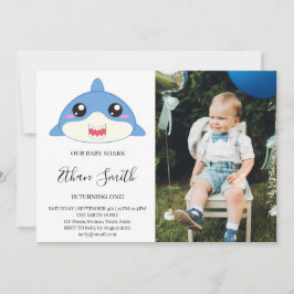 Convite de Aniversário com Foto do Bebê Tubarão Fo