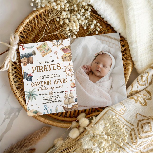 Convite de Aniversário com Foto do Capitão Pirata  (Criador carregado)