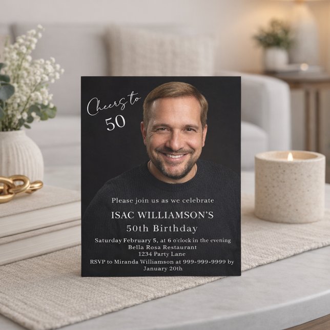 Convite de aniversário com foto do homem (Criador carregado)