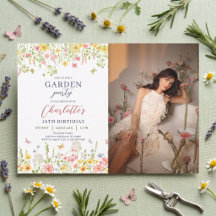 Convite de Aniversário com Foto do Jardim de Flore
