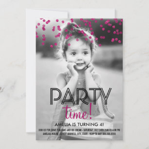 Convite de Aniversário com Foto e Confetes