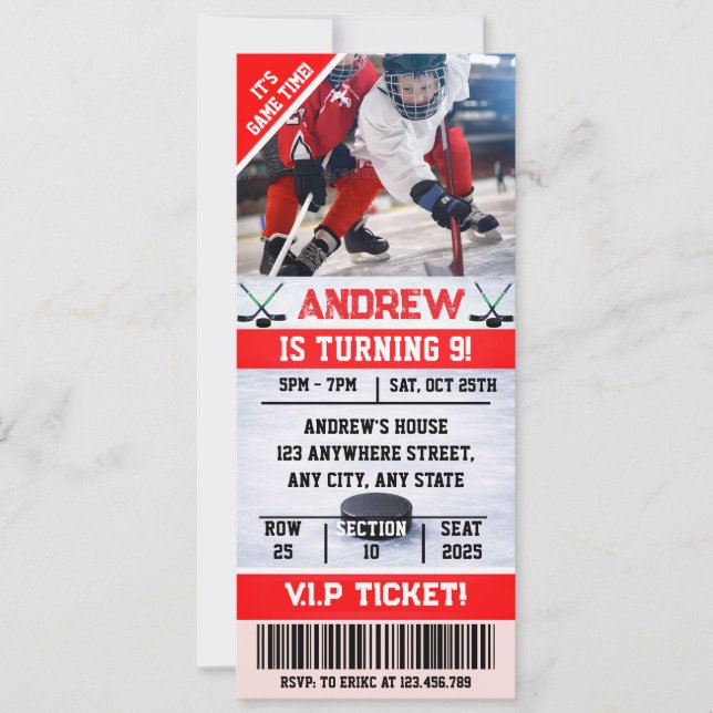 Convite de Aniversário com Foto em Bilhete Digital (Frente)