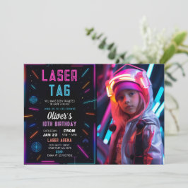 Convite de Aniversário com Foto para Neon Laser Ta