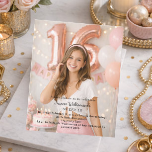 Convite de aniversário com foto para Sweet 16