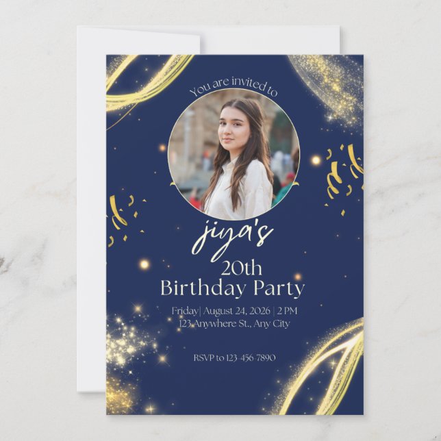 Convite de Aniversário com Foto Personalizada  (Frente)