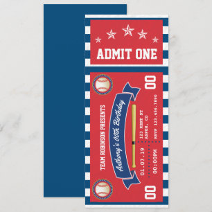 Convite de Aniversário com Ingresso de Beisebol