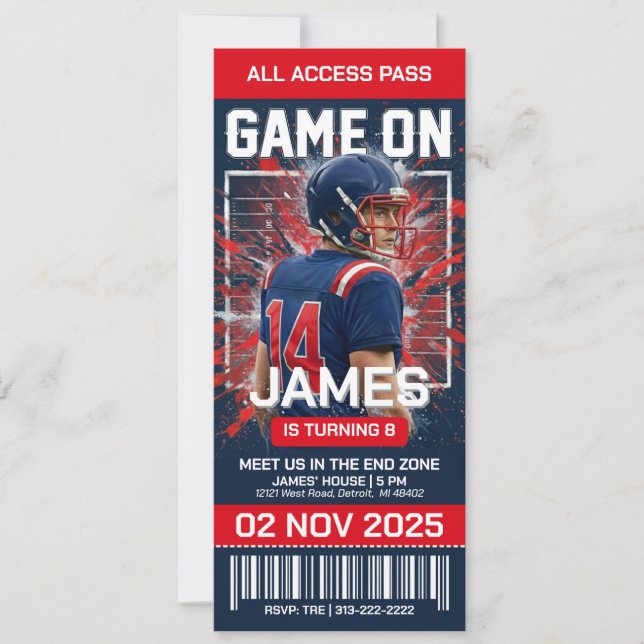 Convite de Aniversário com Ingresso para Futebol d (Frente)