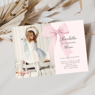 Convite de Aniversário com Laço Coquete Rosa
