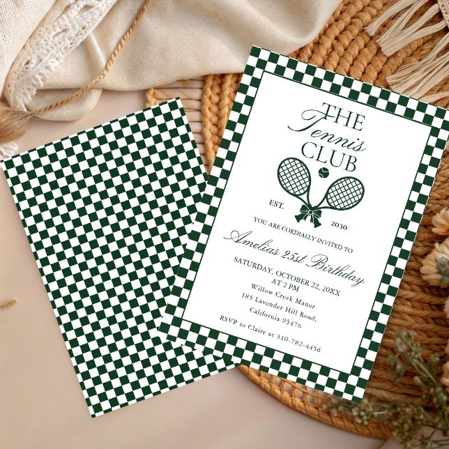 Convite de Aniversário com Laço Verde Retro de Tên (Criador carregado)