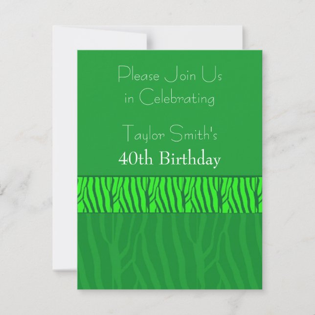 Convite de Aniversário com Listras Verde Esmeralda (Frente)
