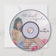 Convite de aniversário com música de garotas retrô