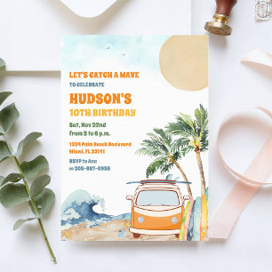 Convite de Aniversário com Ondas na Praia