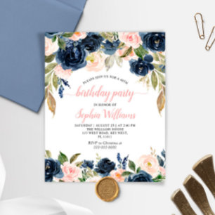 Convite de Aniversário com Orçamento Naval e Rosas